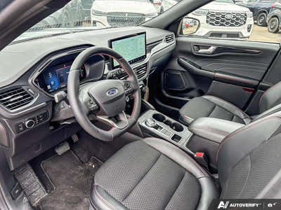 NEW 2025 Ford Escape ST-Line Hybrid - EBONY VINYL/ RED STITCHING Interior - $43,893 - Stock #E50102 - VIN 1FMCU9MZXSUA13070