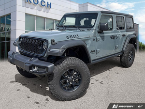 USED 2025 Jeep Wrangler Willys - Gray Exterior - $54,997 - Stock #E51160A - VIN 1C4PJXDN4SW515500