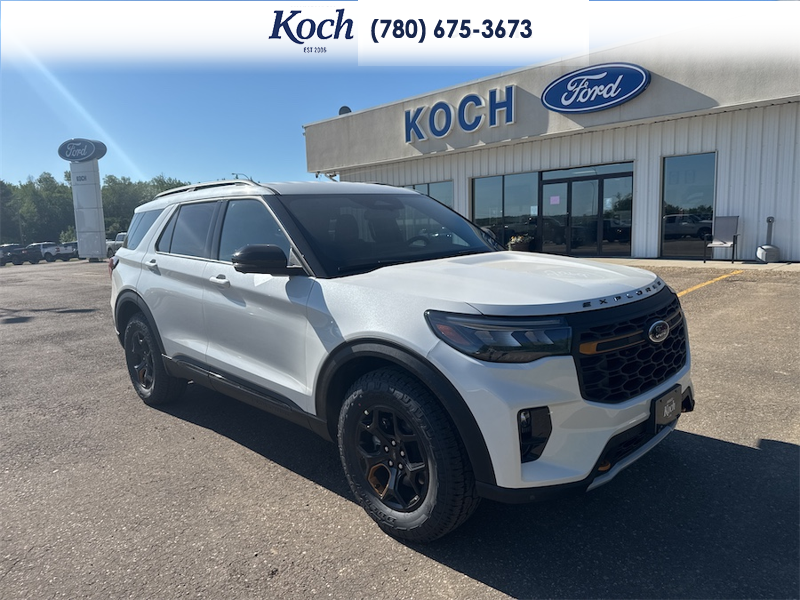 NEW 2026 Ford Explorer Tremor - Star White Tri-Coat Exterior / ONYX, HEAT/VENTILATED MIKO SUEDE SPORT CAPTAIN'S CHAIRS Interior - $66,780 - Stock #A26207 - VIN 1FMUK8JH7TGB86660 - Photo 1
