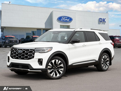 NEW 2026 Ford Explorer Platinum - Star White Tri-Coat Exterior - $68,582 - Stock #D60690 - VIN 1FMUK8HH8TGC47374
