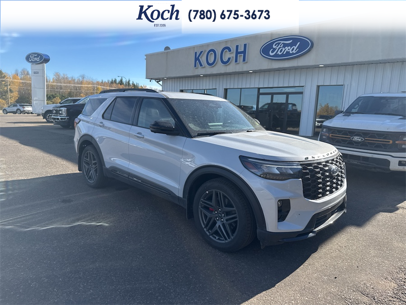NEW 2026 Ford Explorer ST - Space White Metallic Exterior / ONYX, HEAT/VENT UNIQUE MIKO SUEDE SPORT CAPTAIN'S CHAIRS Interior - $75,130 - Stock #A26267 - VIN 1FMWK8GC3TGB05111 - Photo 1