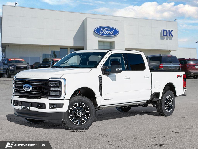 NEW 2026 Ford F-350 Super Duty Platinum - Star White Tri-coat Metallic Exterior / BLACK ONYX/BLUE LEATHER Interior - $116,061 - Stock #D60313 - VIN 1FT8W3BT6TED95352 - Photo 1